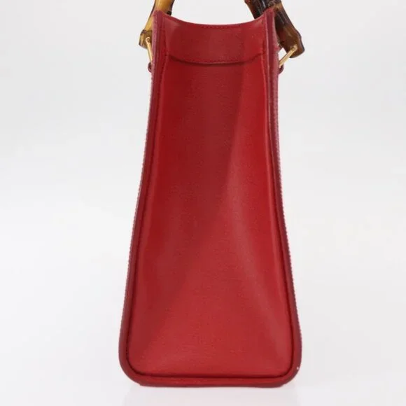 GUCCI Bamboo Hand Bag Leather Red Gold 002 0260 2615 Auth ep12137 - Picture 4 of 16